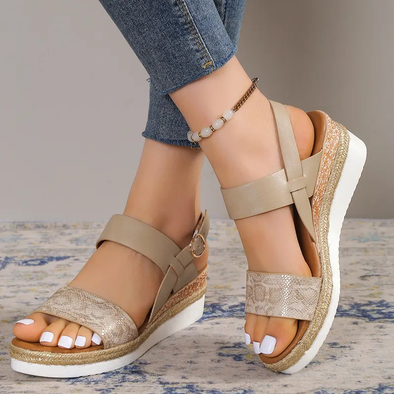 Sandalias de cuña con plataforma para mujer