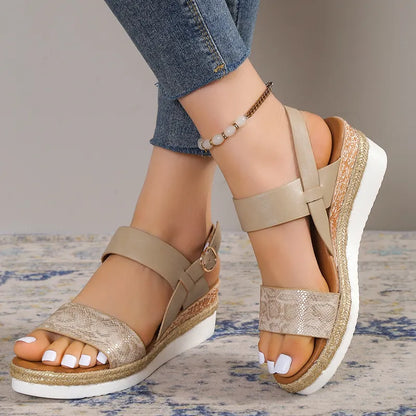 Sandalias de cuña con plataforma para mujer