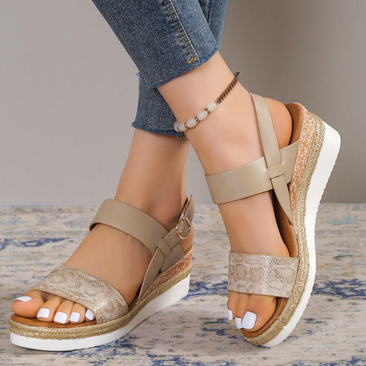 Sandalias de plataforma con cuña para mujer