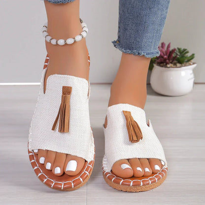 Sandalias casuales con borlas para mujer