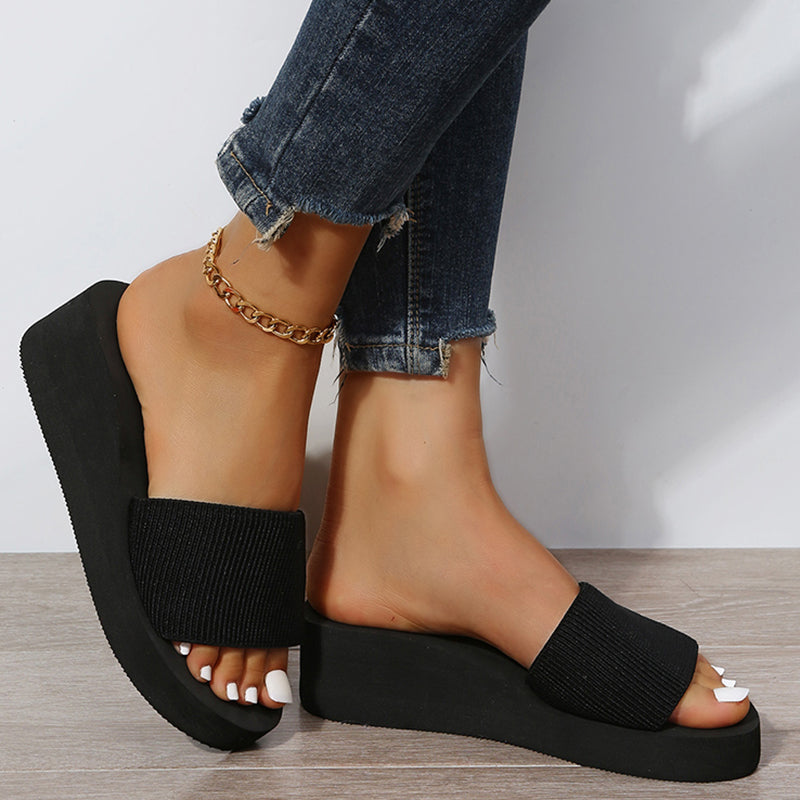 Sandalias de punto con cuña para mujer