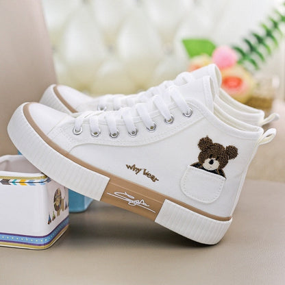 Casual Lace Up Black White Bear Shoes