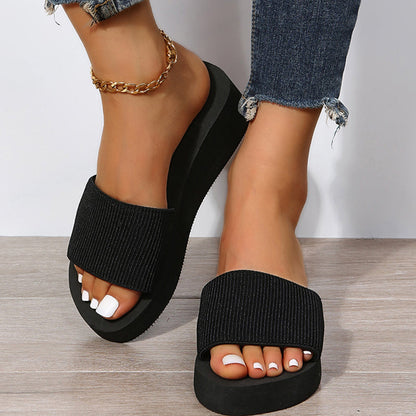 Sandalias de punto con cuña para mujer