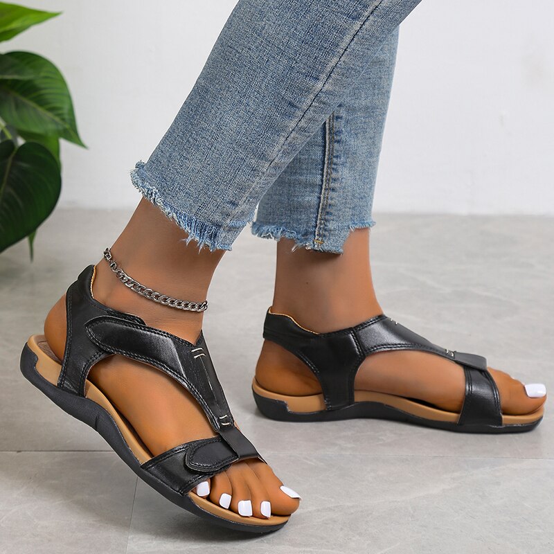 Sandalias de tiras de velcro para mujer