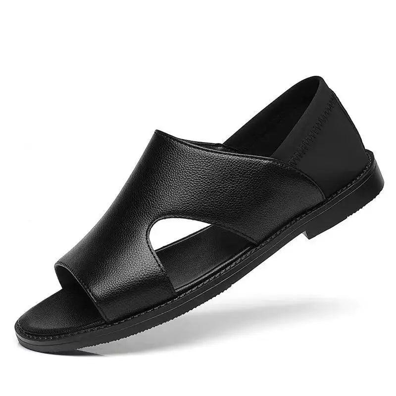 Hombre Sandalias de cuero Negro Hombre Zapatos de verano