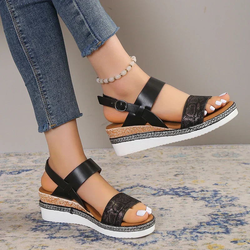 Sandalias de cuña con plataforma para mujer