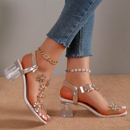 Tacones de aguja con strass