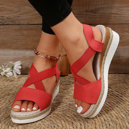 Sandalias Casual Cross-Strap Retro Mujer