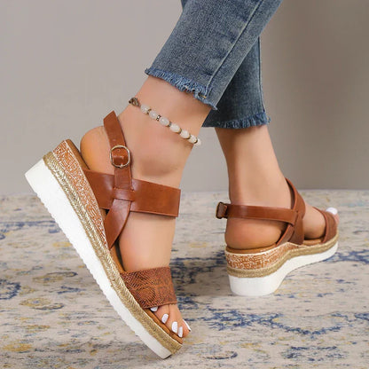 Sandalias de cuña con plataforma para mujer