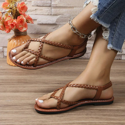 Sandalias de verano con hebilla trenzadas para mujer