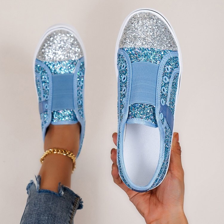 Low-top Colorblock Casual Round Toe Sequin