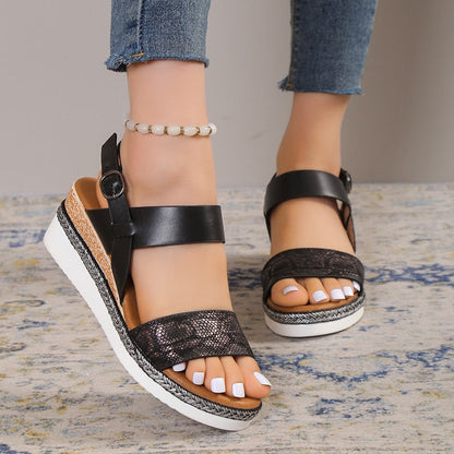 Sandalias de plataforma con cuña para mujer