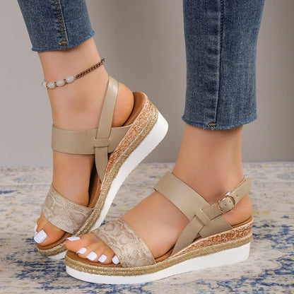 Sandalias de plataforma con cuña para mujer