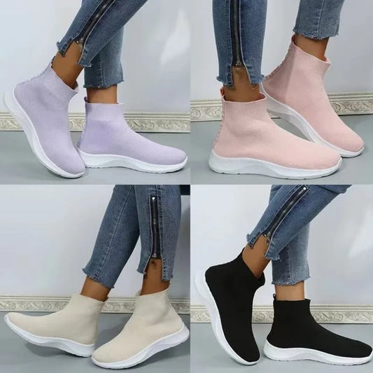 Zapatillas altas de punto para mujer