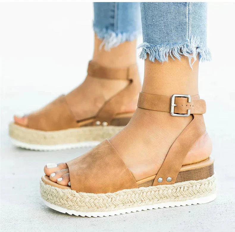 Sandalias de plataforma con alpargata para mujer