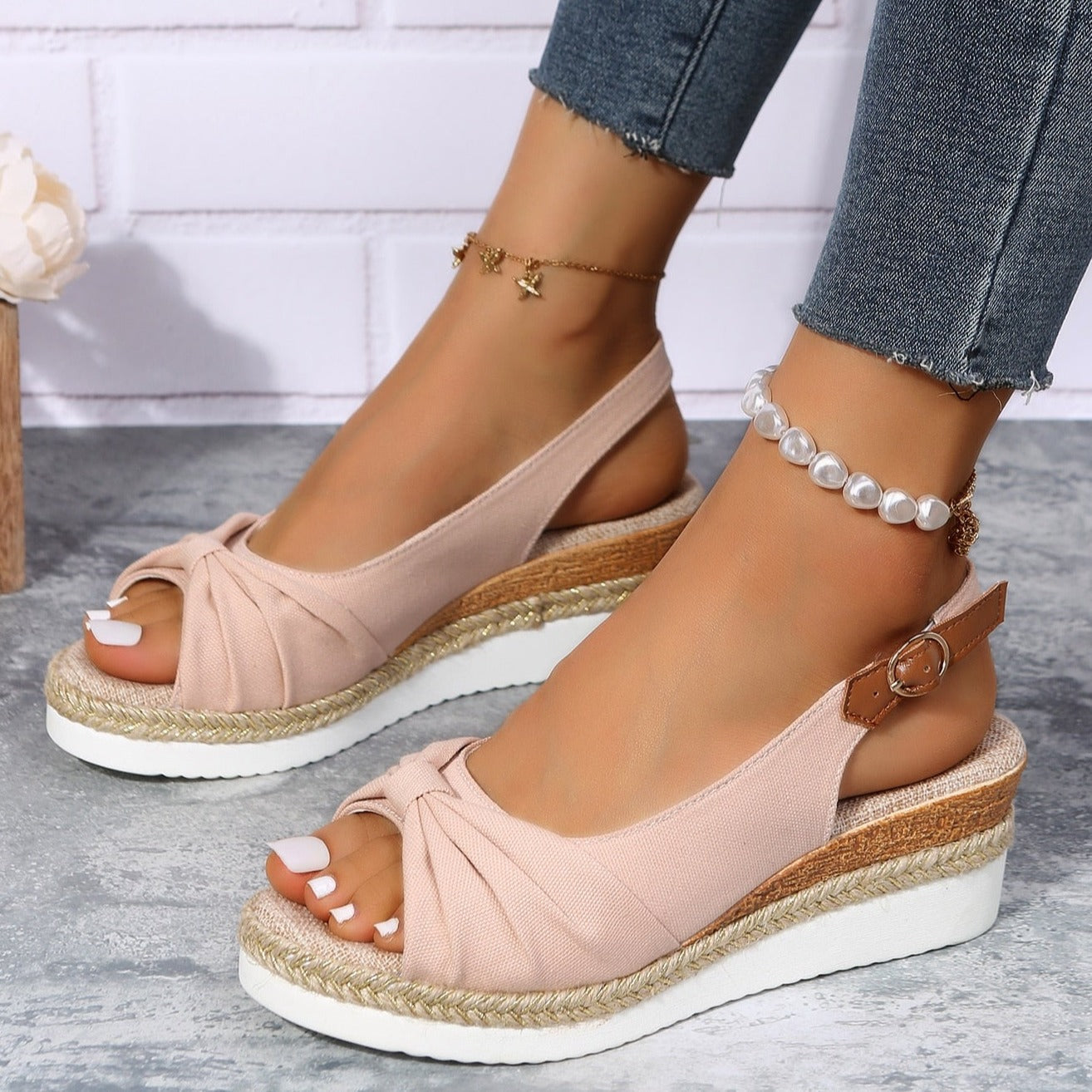 Sandalias de tacón de cuña para mujer