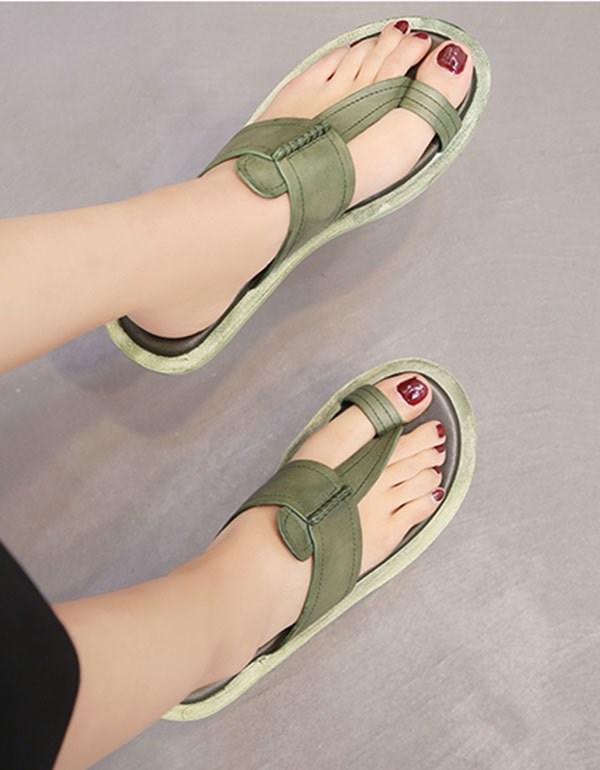 Sandalias de verano de piel para mujer