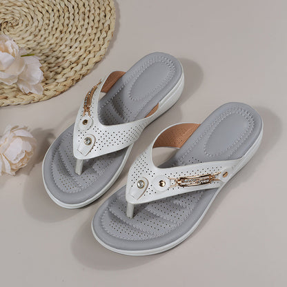 Mujeres apoyo suave cojín Flip Flops Thong Sandalias Chanclas