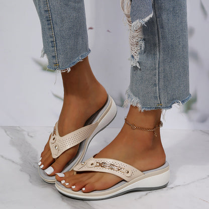 Mujeres apoyo suave cojín Flip Flops Thong Sandalias Chanclas