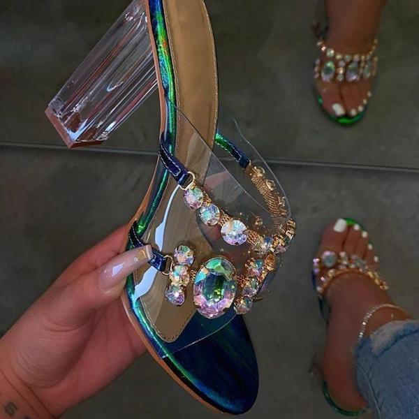 Tacones gruesos transparentes