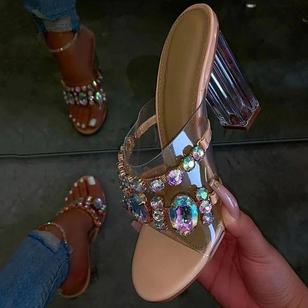 Tacones gruesos transparentes