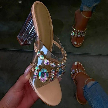 Tacones gruesos transparentes