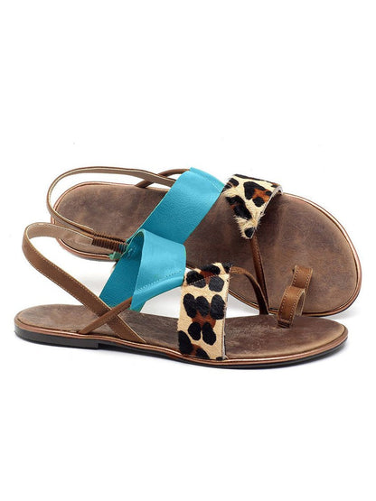 Sandalias Flip Flop Retro Leopardo Color Bloque