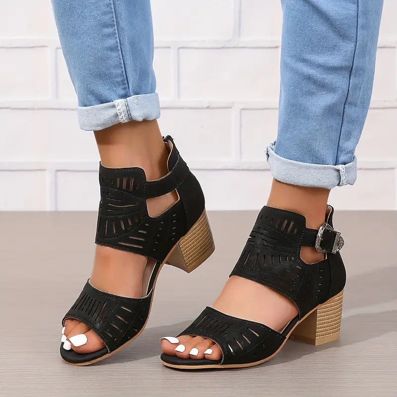 Sandalias de tacón grueso para mujer