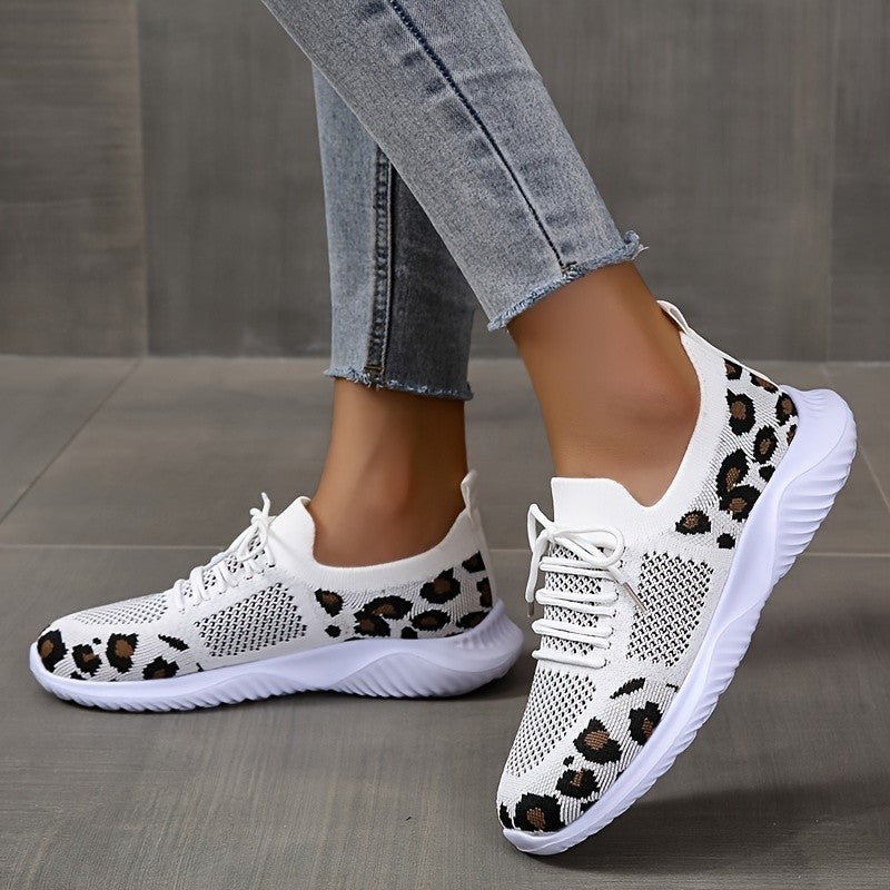 Zapatillas de malla con estampado de leopardo para mujer