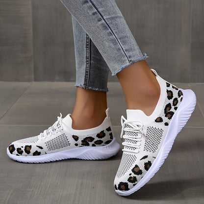 Zapatillas de malla con estampado de leopardo para mujer