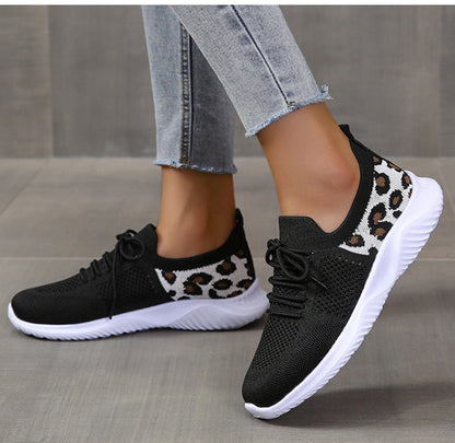 Zapatillas de malla con estampado de leopardo para mujer