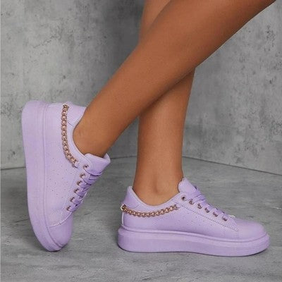 Mujer Casual Creative Metal Chain Sneakers