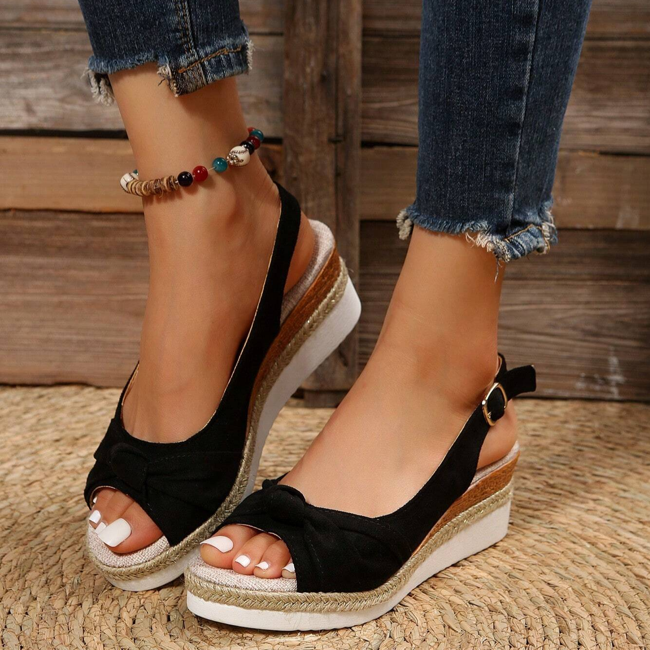 Sandalias de tacón de cuña para mujer