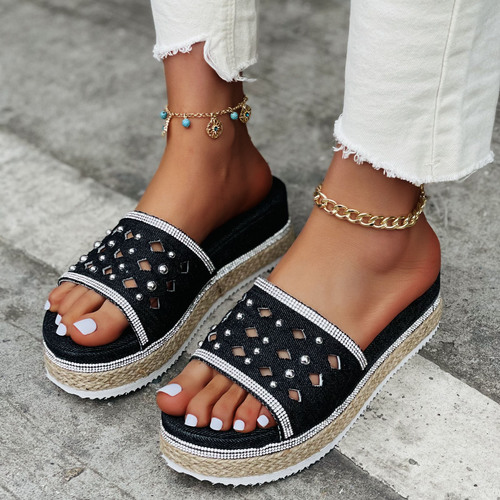 Sandalias de cuña de tacón medio para mujer