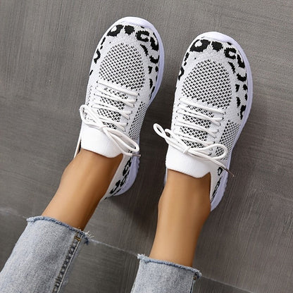 Zapatillas de malla con estampado de leopardo para mujer