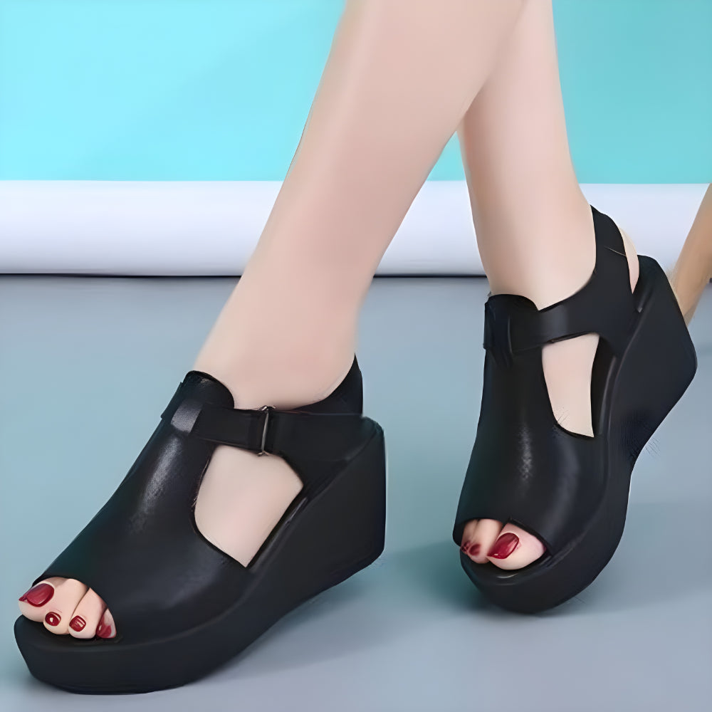 Sandalias de plataforma de piel para mujer