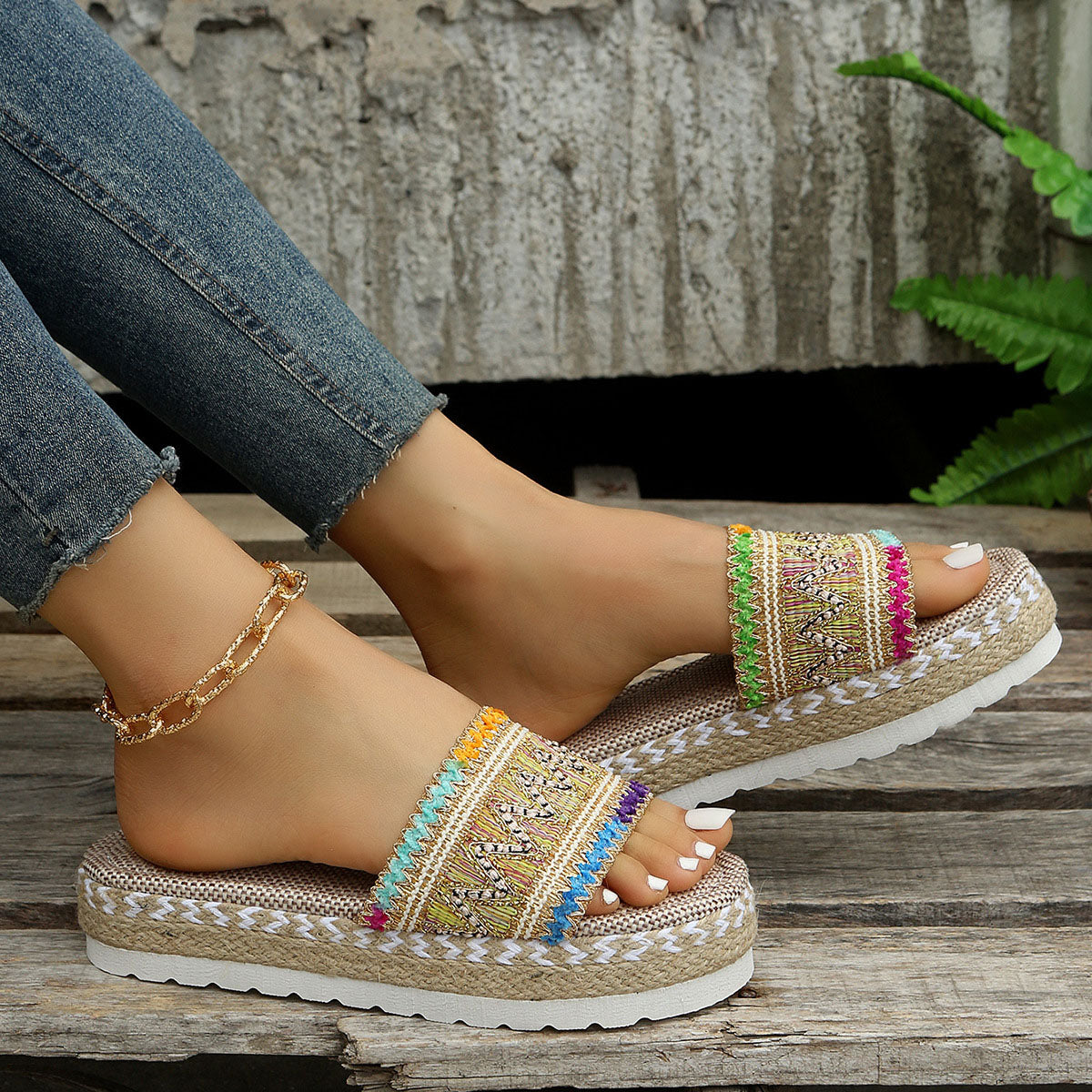 Sandalias altas de plataforma de colores para mujer