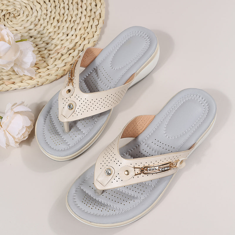 Mujeres apoyo suave cojín Flip Flops Thong Sandalias Chanclas