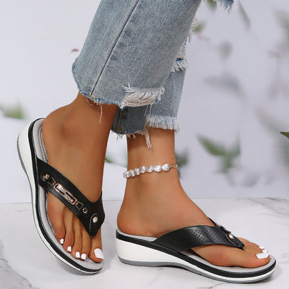 Mujeres apoyo suave cojín Flip Flops Thong Sandalias Chanclas