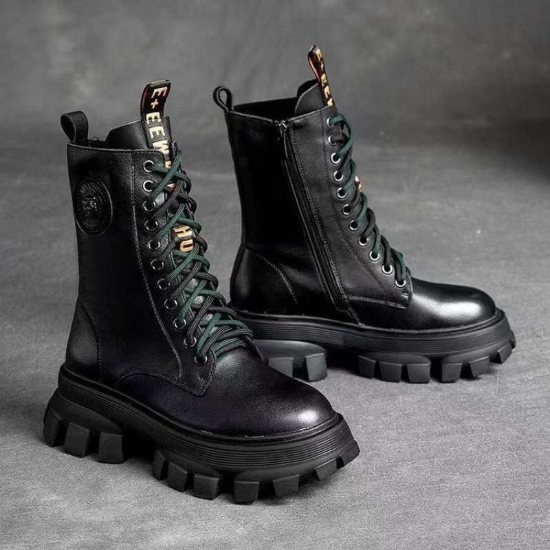 Botas de plataforma de cuero hechas a mano