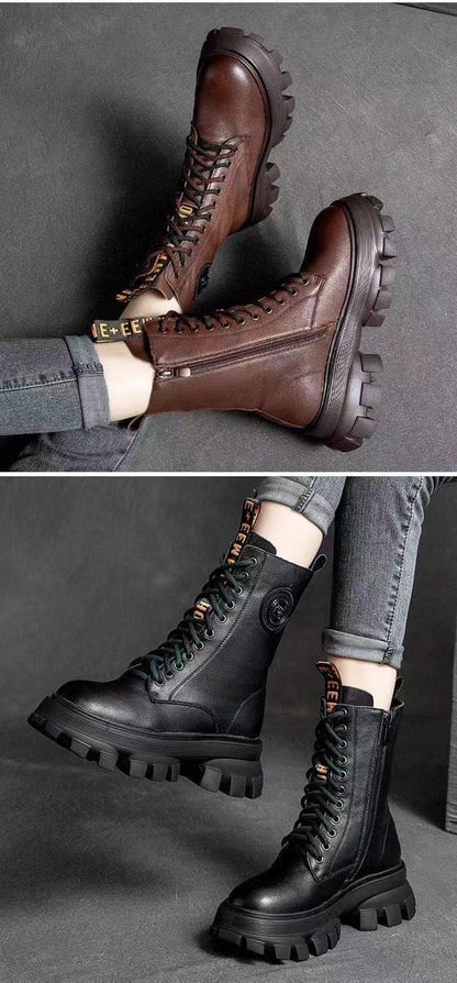 Botas de plataforma de cuero hechas a mano