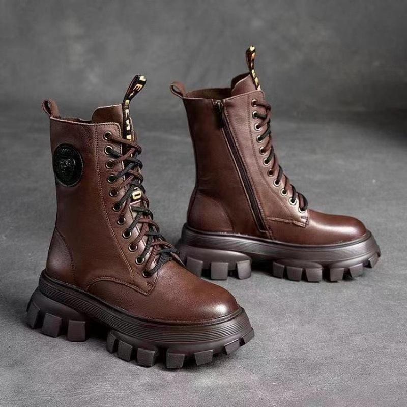 Botas de plataforma de cuero hechas a mano