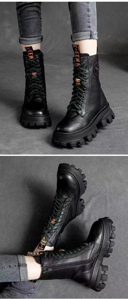 Botas de plataforma de cuero hechas a mano