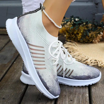 Mujeres Moda Casual Plus Size Transpirable Fly-Woven Mesh Sneakers