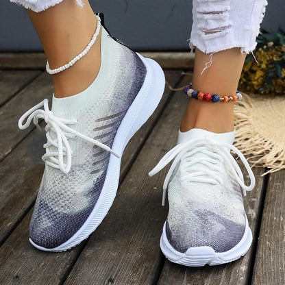 Mujeres Moda Casual Plus Size Transpirable Fly-Woven Mesh Sneakers