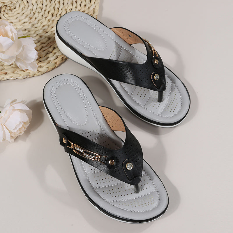 Mujeres apoyo suave cojín Flip Flops Thong Sandalias Chanclas