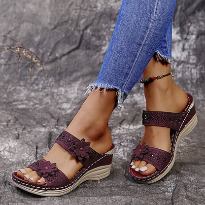 Mujeres Casual Zapatos Vintage Flor Fish Mouth Sandalias