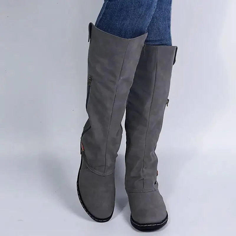 European And American Flat Zipper Women Boots-5