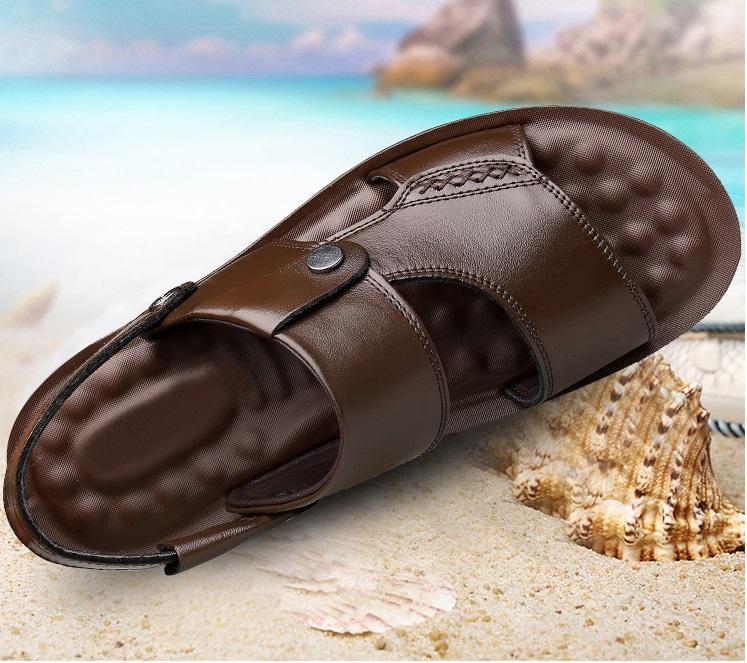 Sandalias de playa de cuero para hombre