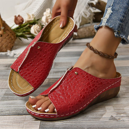 Sandalias estampadas con tacón de cuña